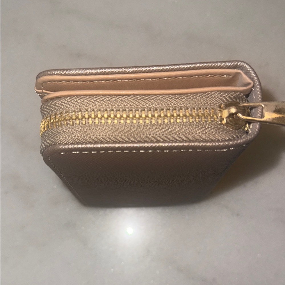 Tan Women's Wallet with Heart Turn Lock Closure - Picture 4 of 7
